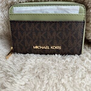 Michael Kors Olive and Chocolate Card Holder